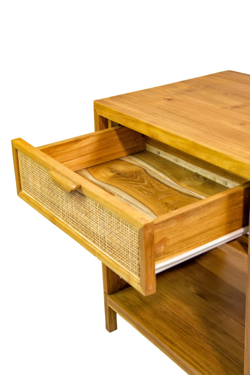 Teak side table – Kyknos, natural natural materials in boho style