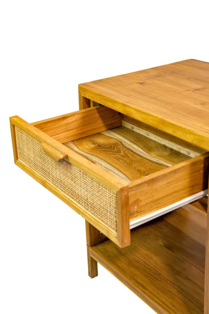 Teak side table – Kyknos, natural natural materials in boho style