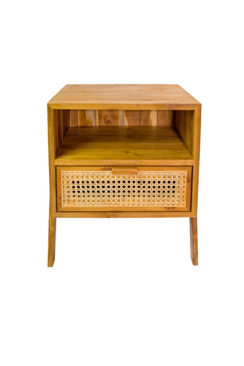 Teak side table Dimi – handmade in Bali, boho style