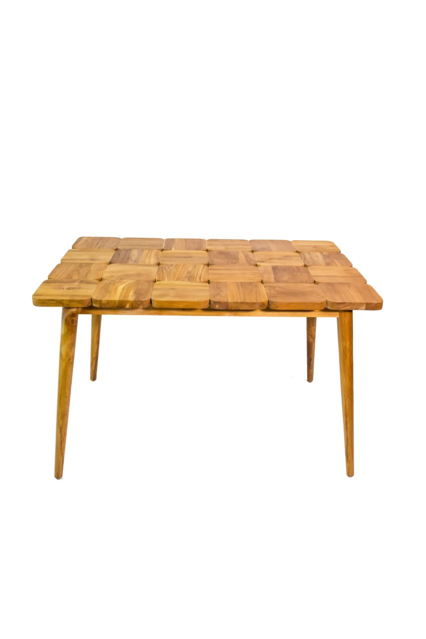 Teak dining table Alberto – boho furniture, handwoven and handmade in Bali