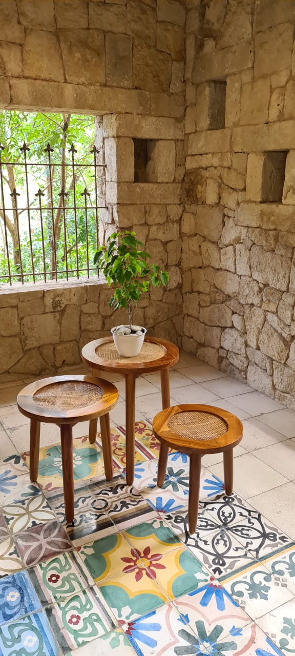 Mansur side table in natural materials – handmade boho furniture from Bali