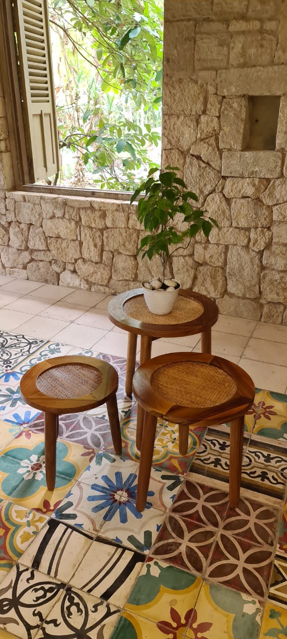 Handcrafted rattan side table – Mansur, boho furniture from BaliSouk