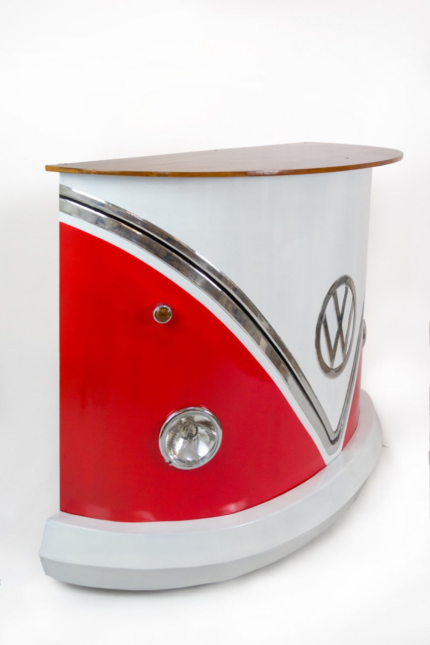 Teak bar table – VW Red, natural natural materials in boho style