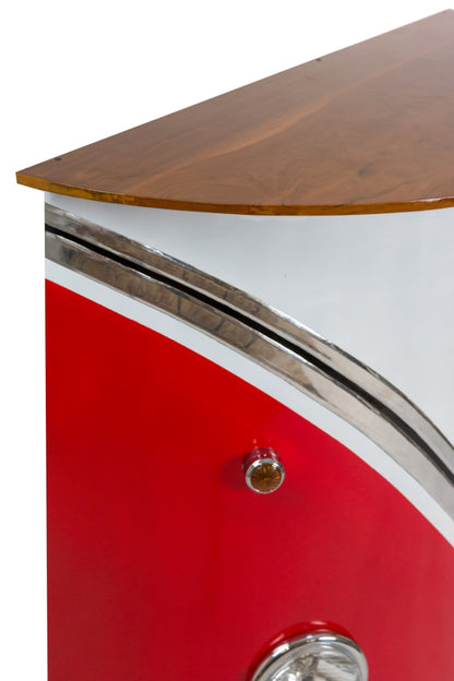 Teak bar table VW Red – boho furniture, handwoven and handmade in Bali