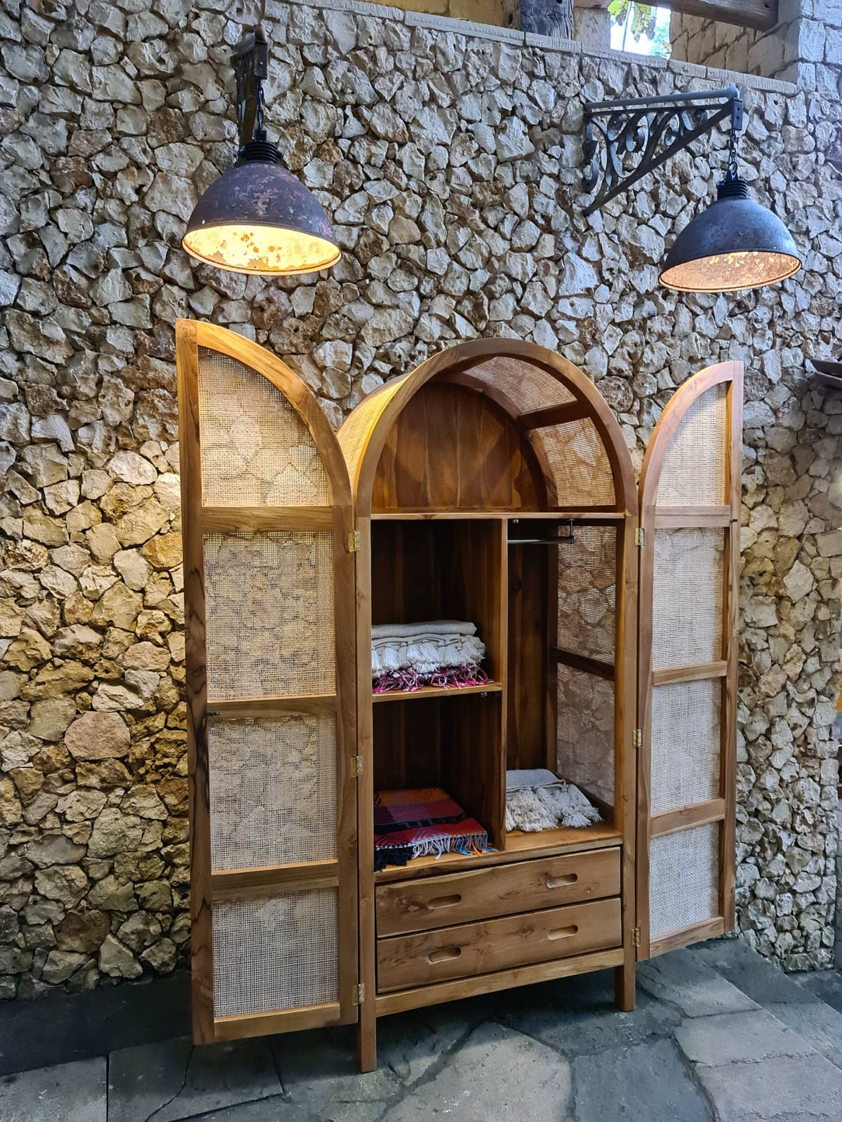 Chapung Eiffel wardrobe, boho furniture handmade by Balinese artisans