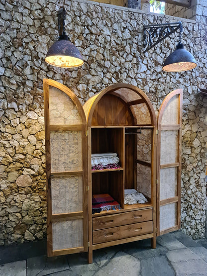 Chapung Eiffel wardrobe, boho furniture handmade by Balinese artisans