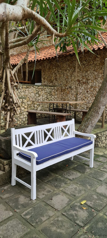 Mahogany bench Criscross – boho furniture, handwoven and handmade in Bali