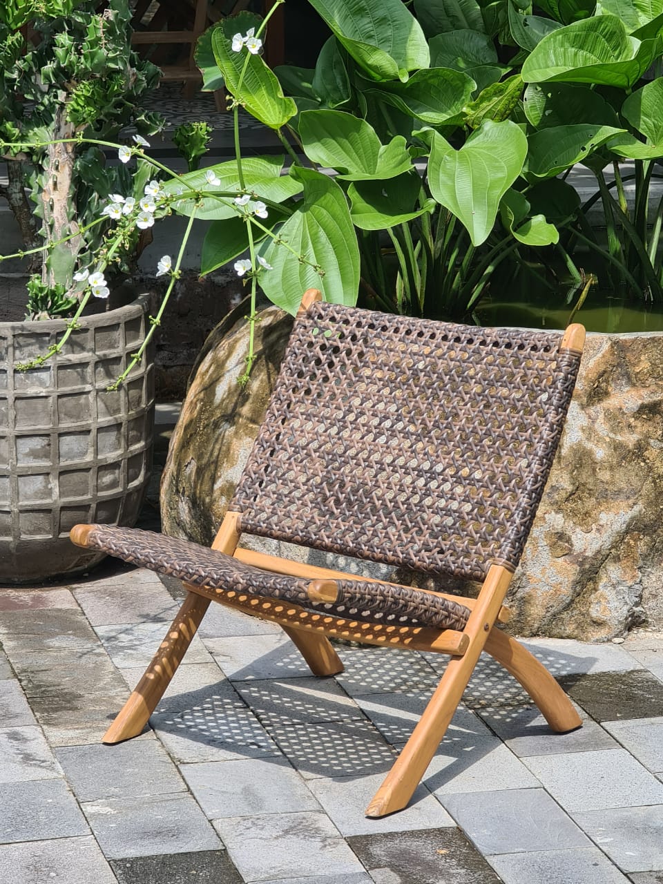Teak folding chair – Denise, natural natural materials in boho style