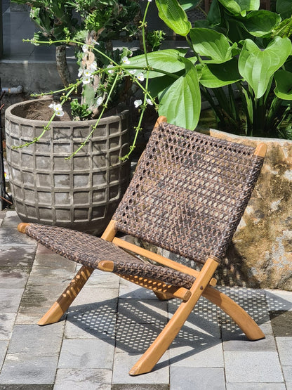 Teak folding chair Denise – handmade in Bali, boho style