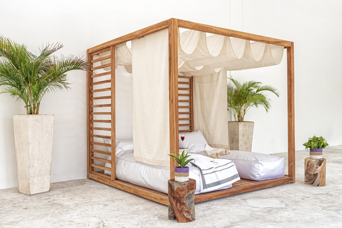 Teak daybed Casablanca Including – boho furniture, handwoven and handmade in Bali