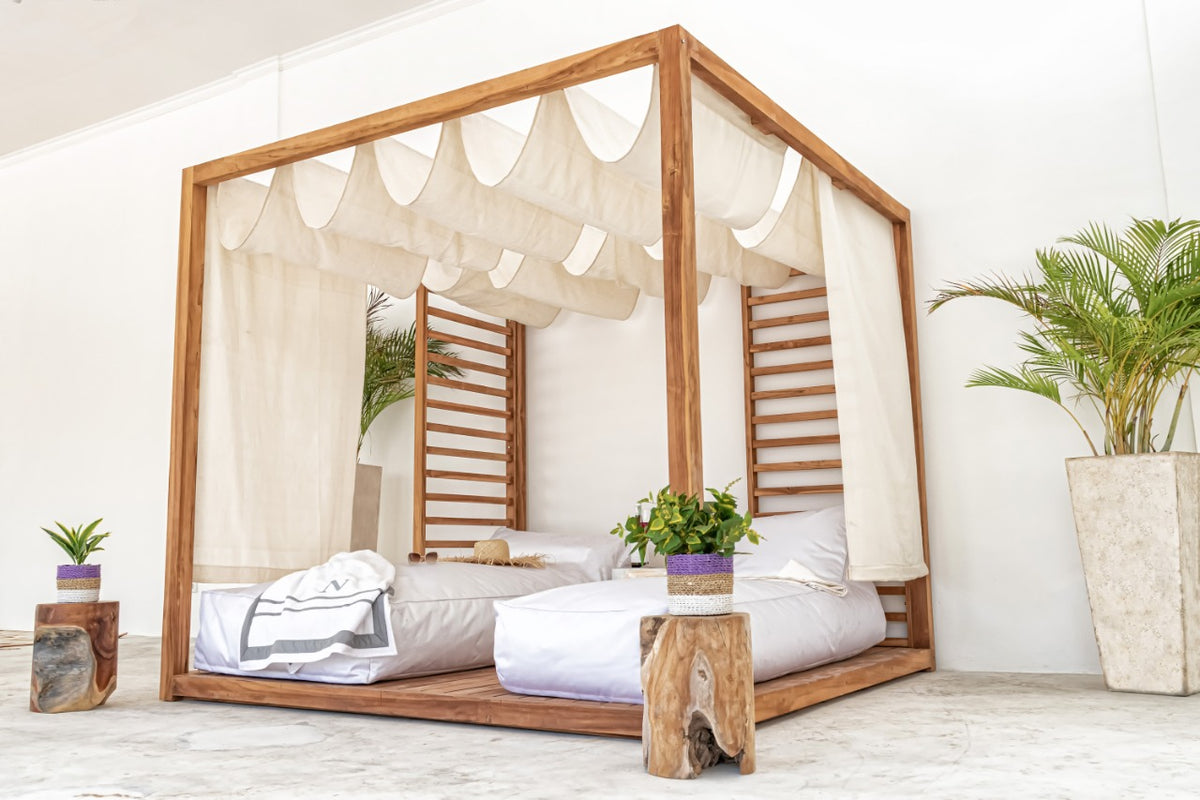 Teak daybed Casablanca Including – boho furniture, handwoven and handmade in Bali