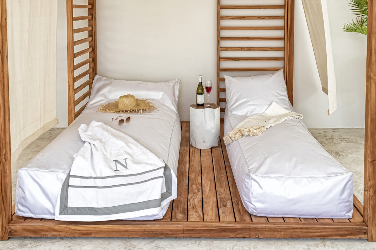 Teak daybed Casablanca Including – boho furniture, handwoven and handmade in Bali