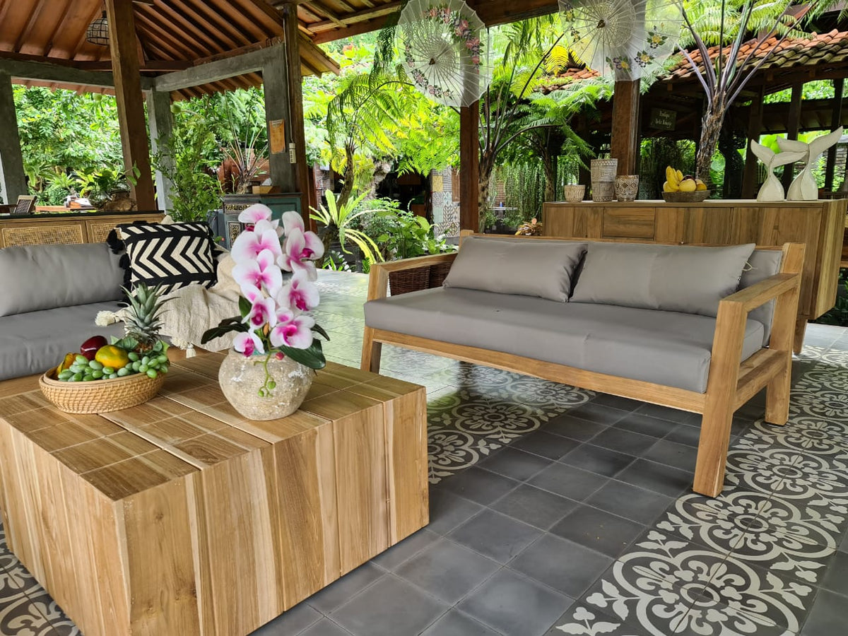 Teak coffee table – Vary, natural natural materials in boho style
