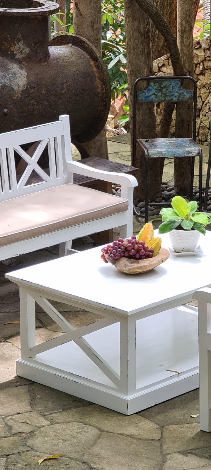 Mahogany coffee table Criscross – boho furniture handcrafted in Bali by BaliSouk