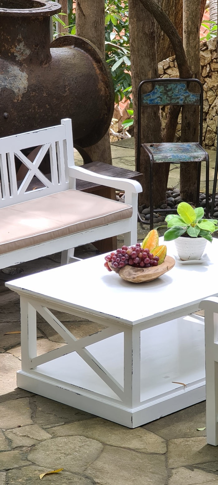 Mahogany coffee table Criscross – boho furniture handcrafted in Bali by BaliSouk