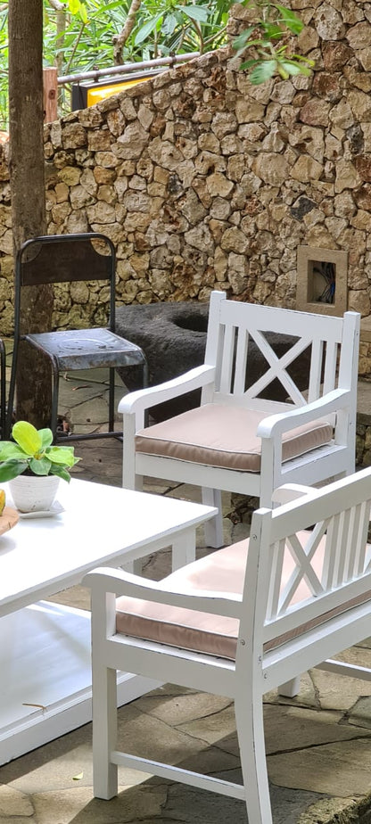 Mahogany bench – Criscross – boho furniture handmade in Bali by BaliSouk