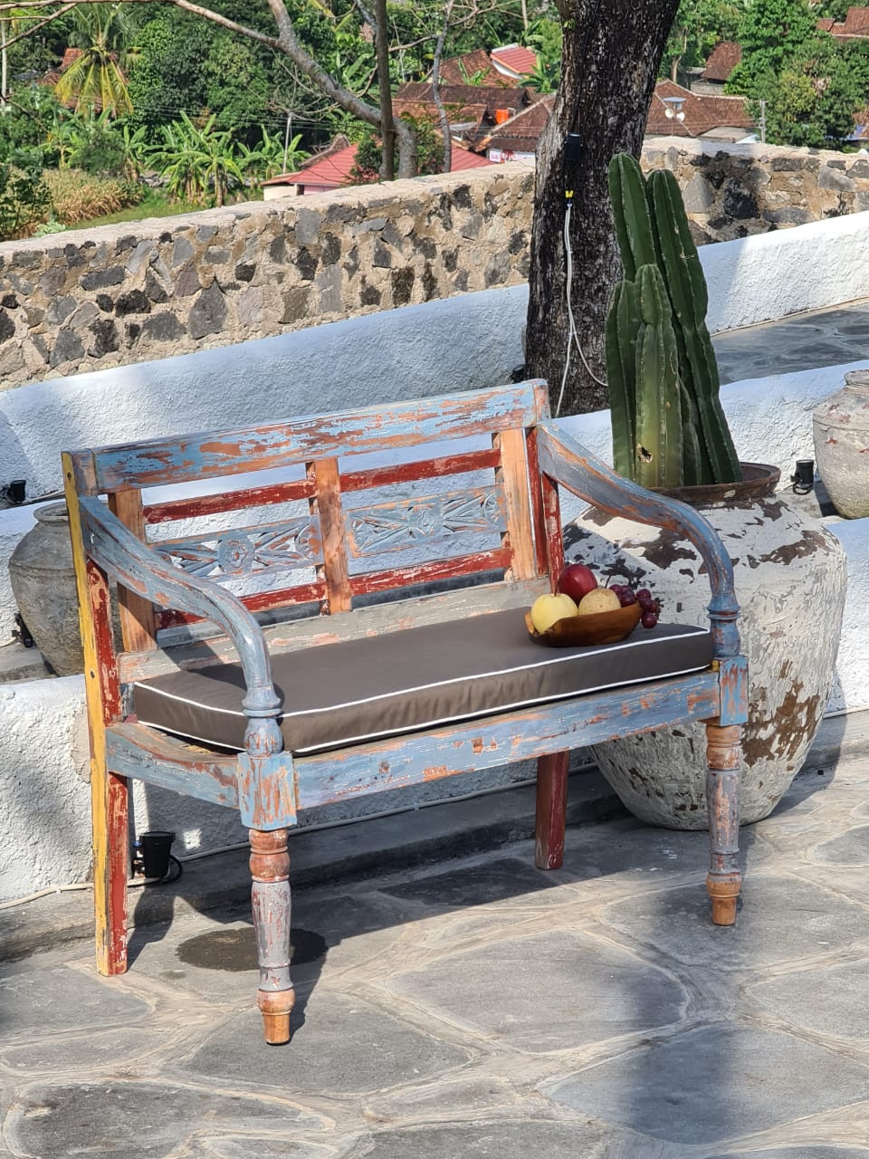 Mahogany bench – William, natural natural materials in boho style