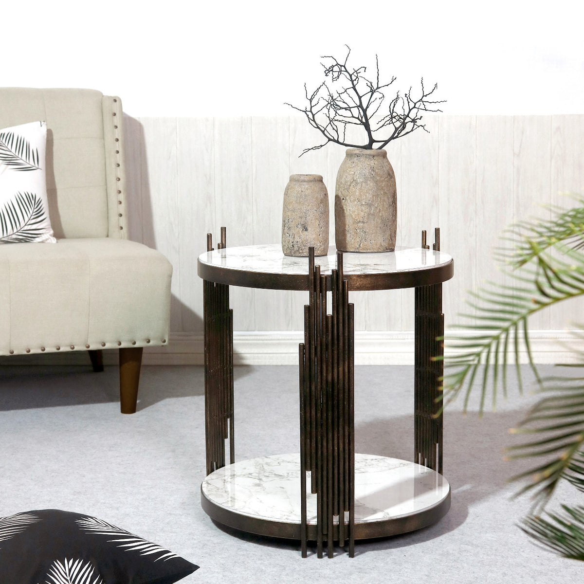 Handcrafted wooden side table – Lanca, boho furniture from BaliSouk