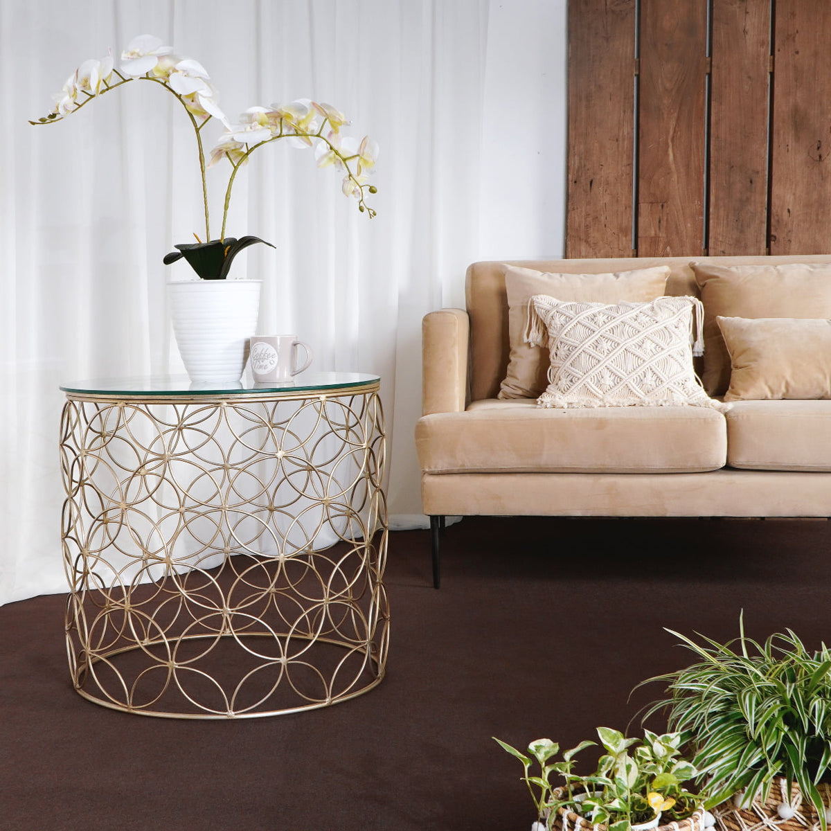 Wooden side table Lanca – handmade in Bali, boho style