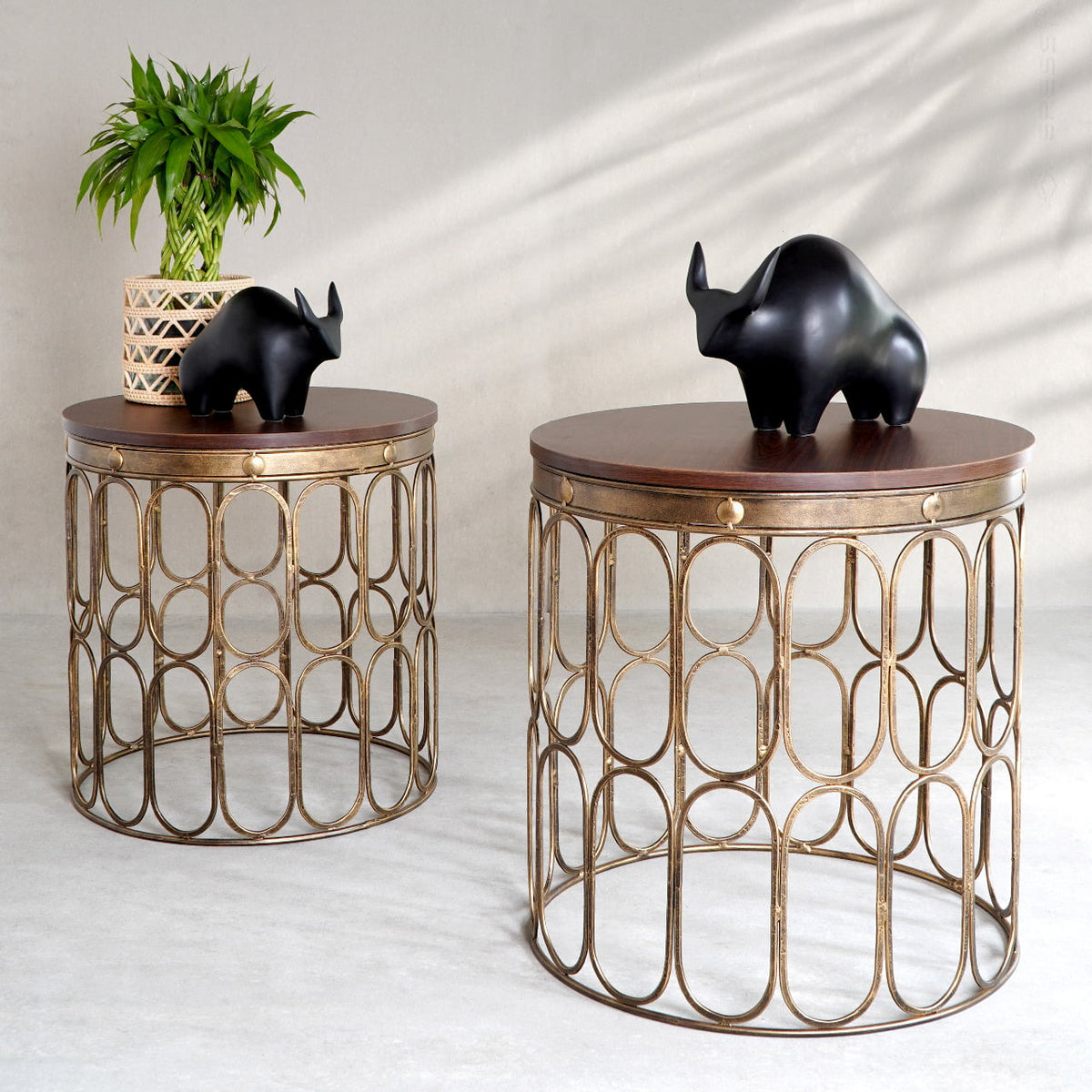 Lanca side table, boho furniture handmade by Balinese artisans