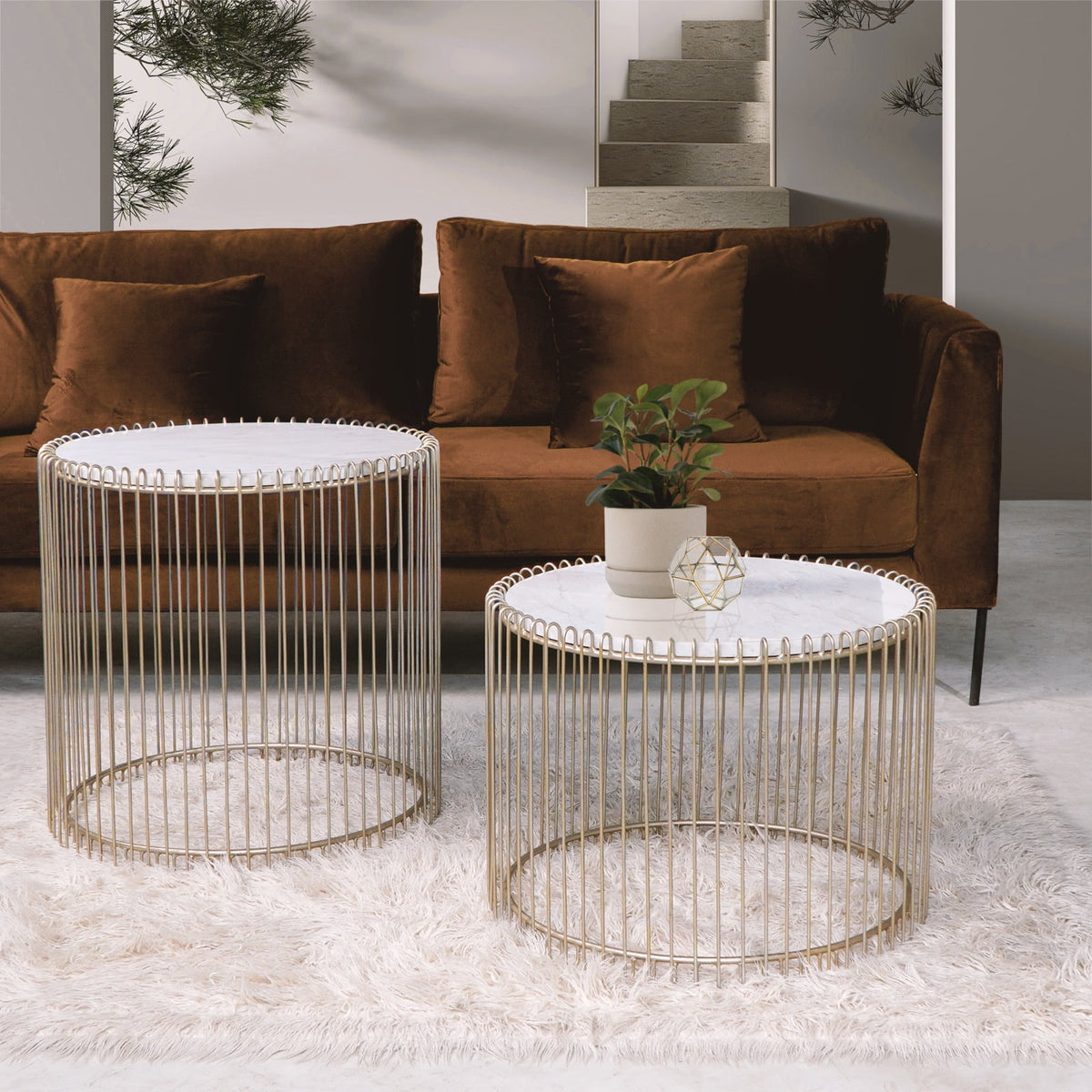 Wooden side table Lanca – boho furniture, handwoven and handmade in Bali