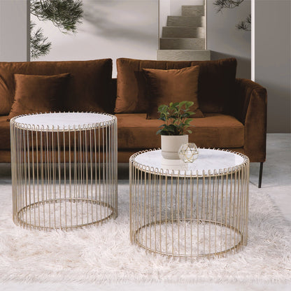 Wooden side table Lanca – boho furniture, handwoven and handmade in Bali