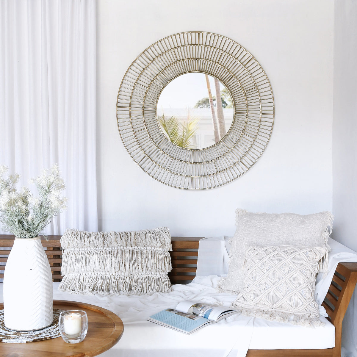 Lanca mirror in natural materials – handmade boho decor from Bali