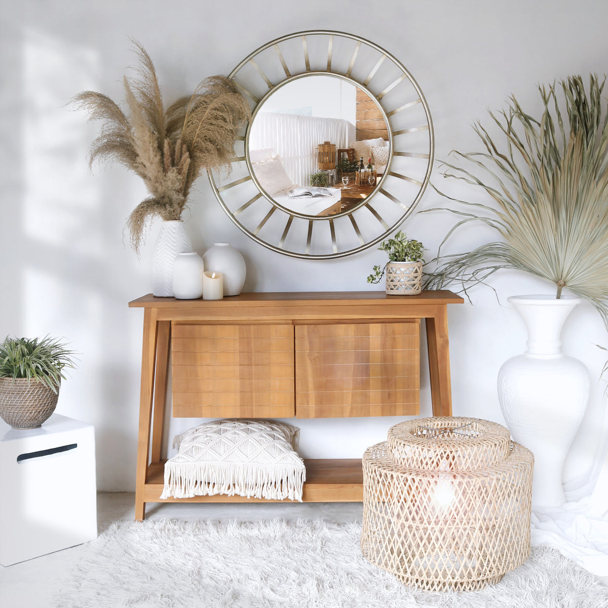 Iron mirror – Lanca, natural natural materials in boho style