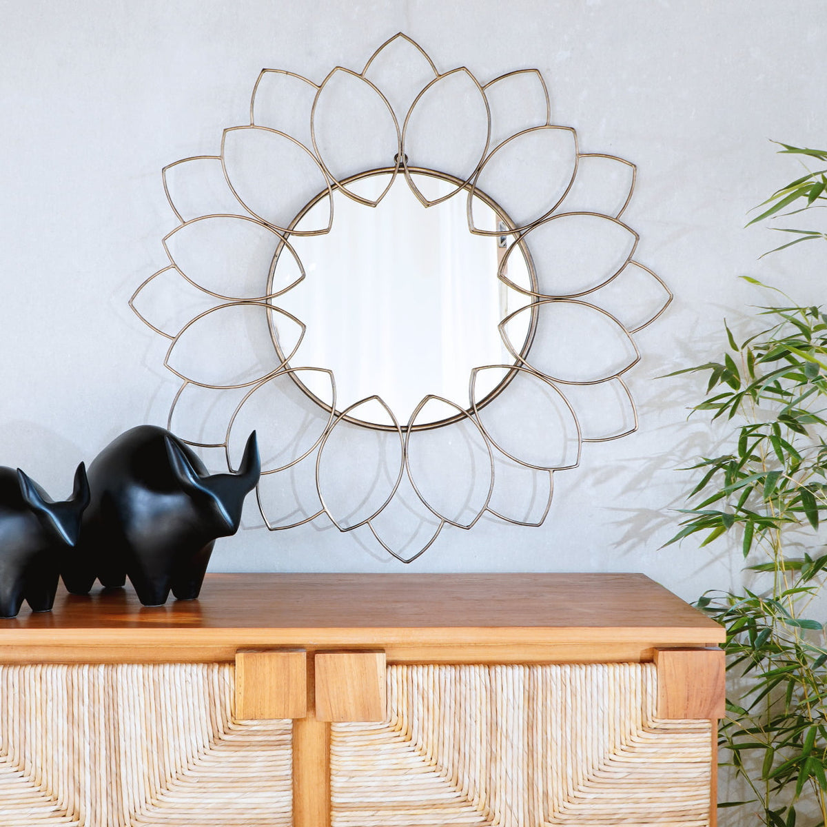 Lanca mirror, boho decor handmade by Balinese artisans