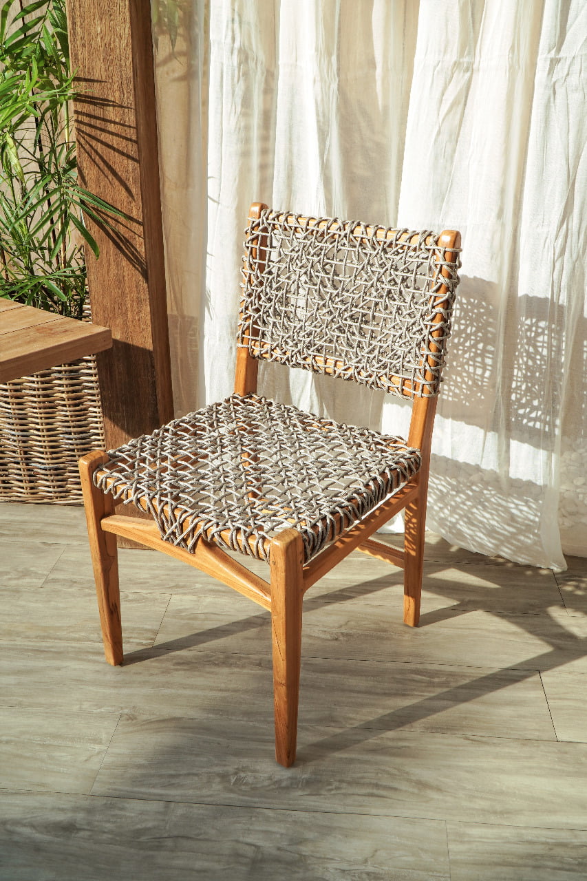 Handmade teak dining chair – the Bursa, boho furniture made in Bali