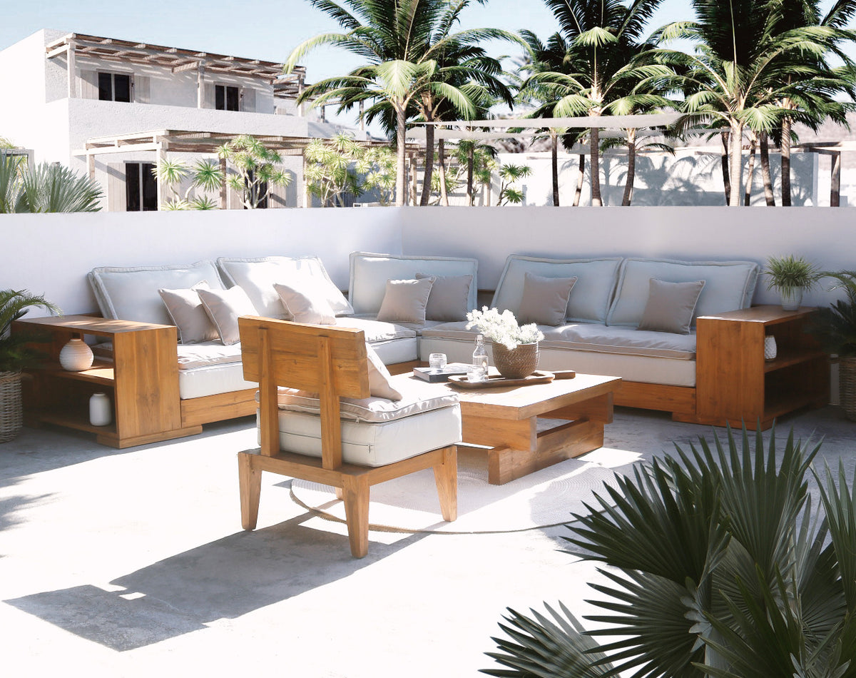 Teak living set Tripoli – boho furniture handcrafted in Bali by BaliSouk
