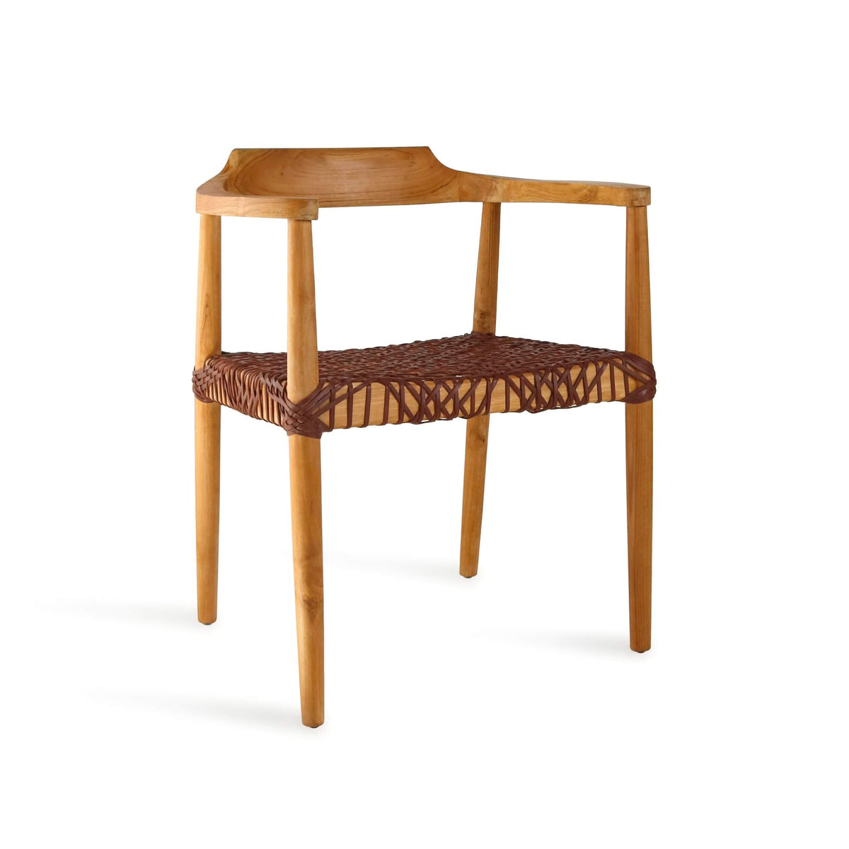 Kopenhagen Armchair Natural With Leather Seat – Set of 2