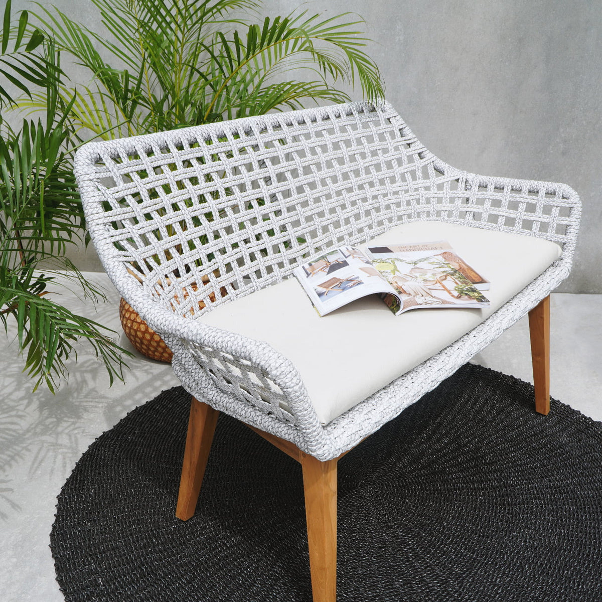 Handmade synthetic rattan sofa – the Paros, boho furniture made in Bali