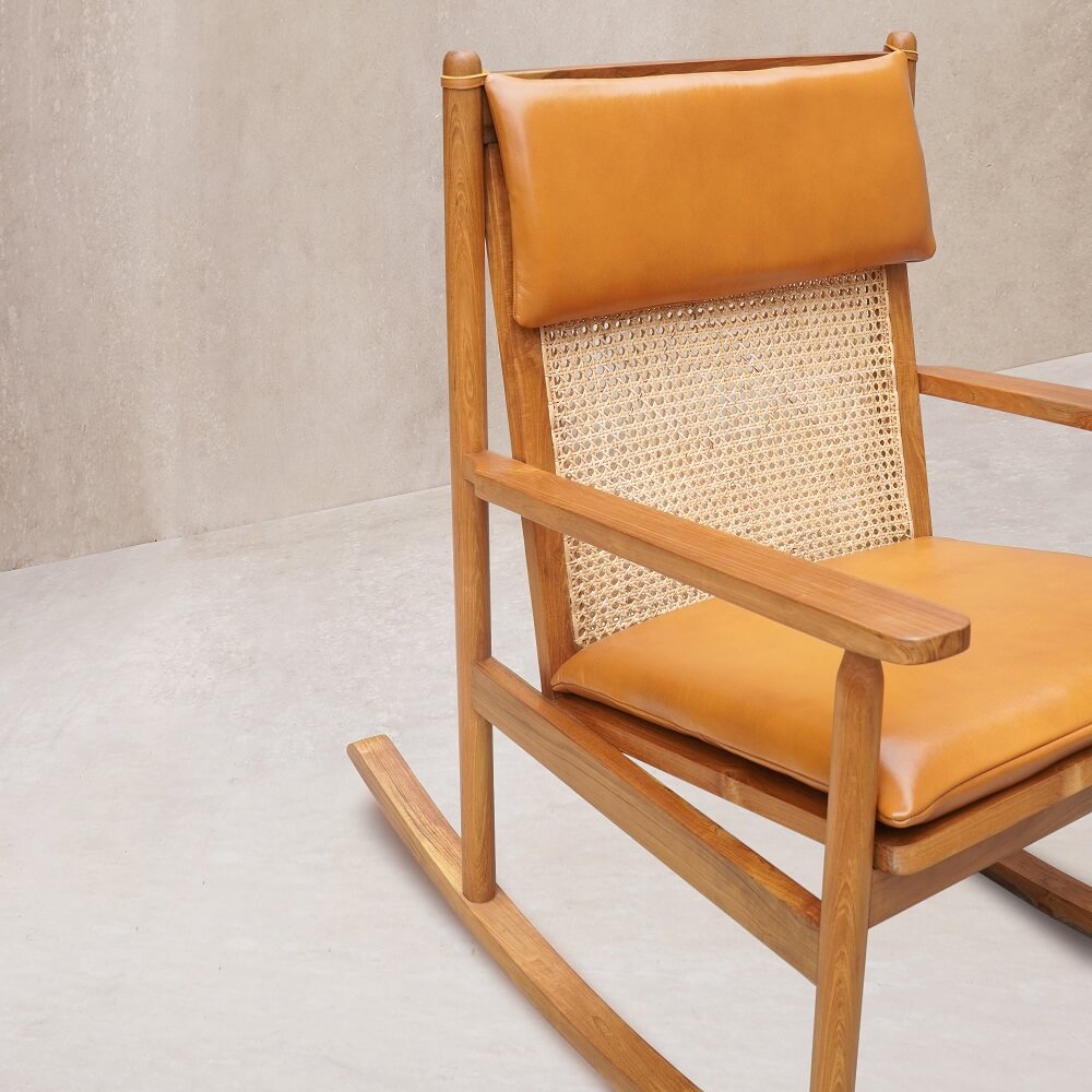 Palupi Rocking Chair With Orange Cushion Set