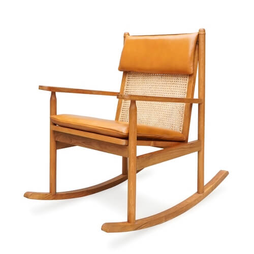 Palupi Rocking Chair With Orange Cushion Set