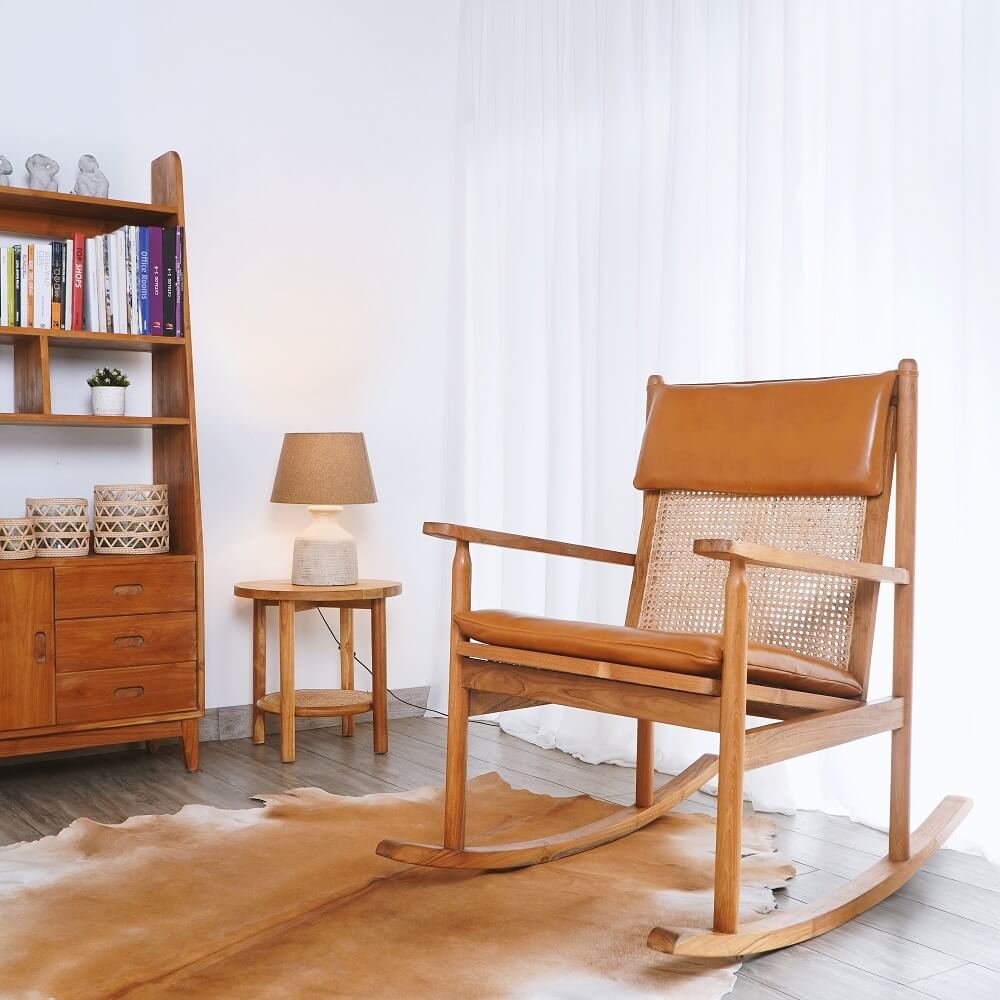 Palupi Rocking Chair With Orange Cushion Set