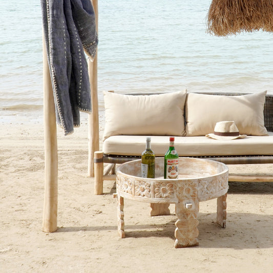 Boho mahogany side table Gustavia, handcrafted in Bali for the living room