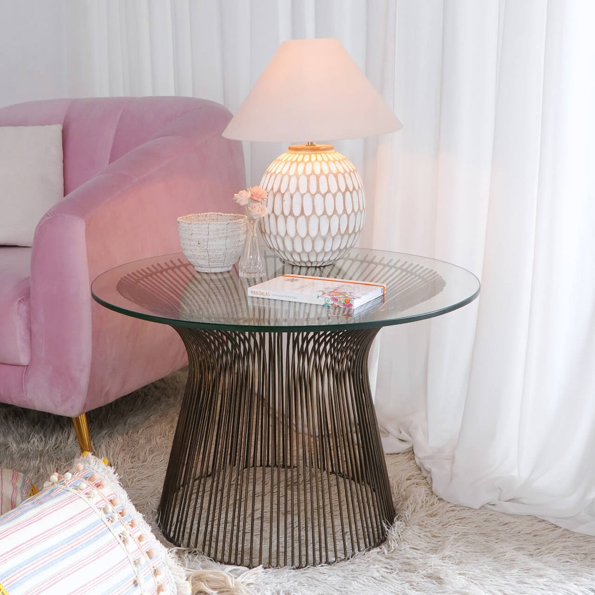 Lanca Side Table With Glass Top