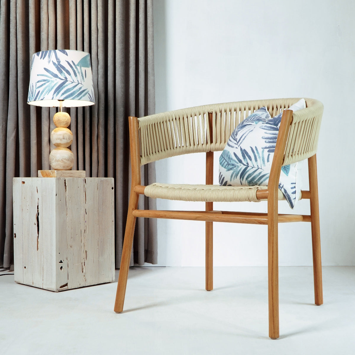Teak dining chair Padova – boho furniture, handwoven and handmade in Bali