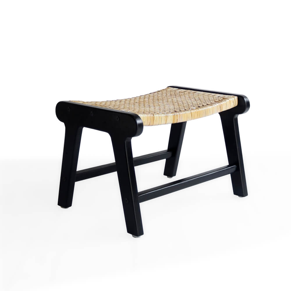 Easy Foot Stool Without Cushion - Kd Black Frame & Natural – Set of 2