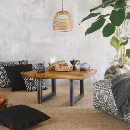 Country Coffee Table With "U" Metal Legs