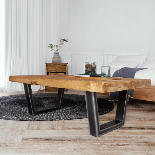 Country Coffee Table With "V" Metal Legs