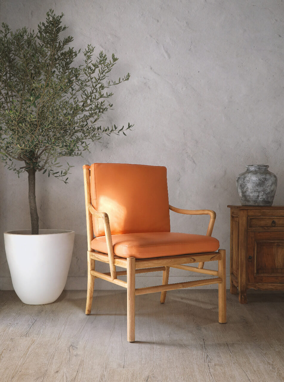 Georgia Dining Armchair With Orange Cushion Set