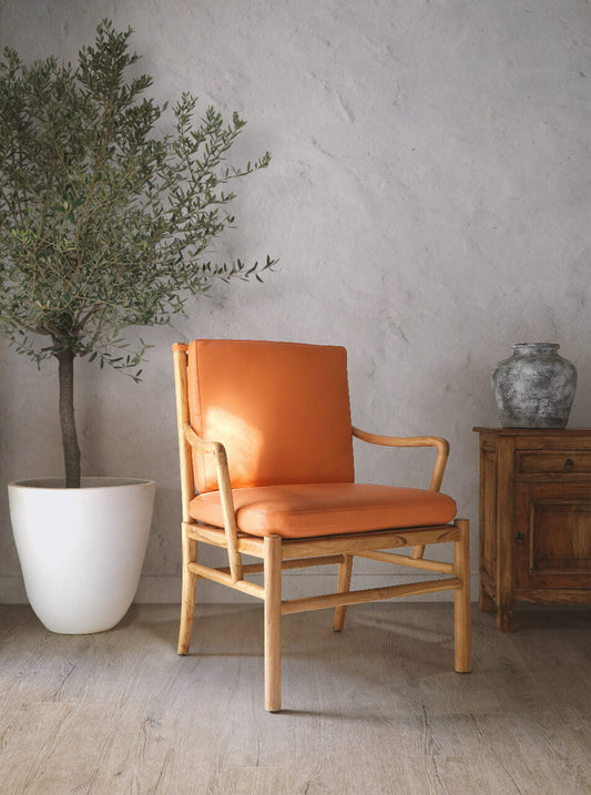 Georgia Dining Armchair With Orange Cushion Set