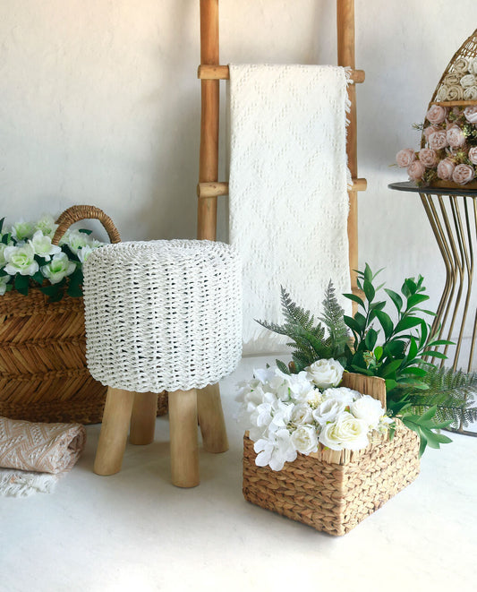 Bali Furniture – Davos Stool With Four Legs – The Davos Stool With Four Legs White add