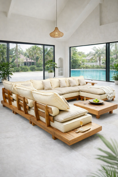 Mudo Corner S/8 Including Beige Brown Cushions