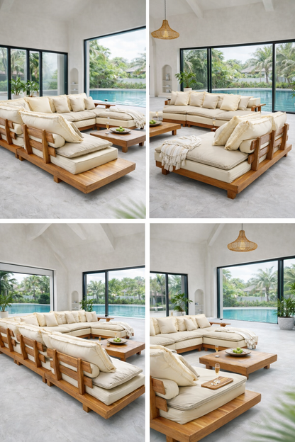 Mudo Corner S/8 Including Beige Brown Cushions