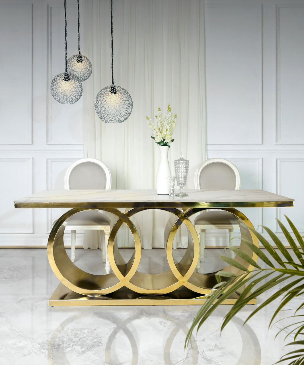 Dubai Dining Table With Tempered Glass Top