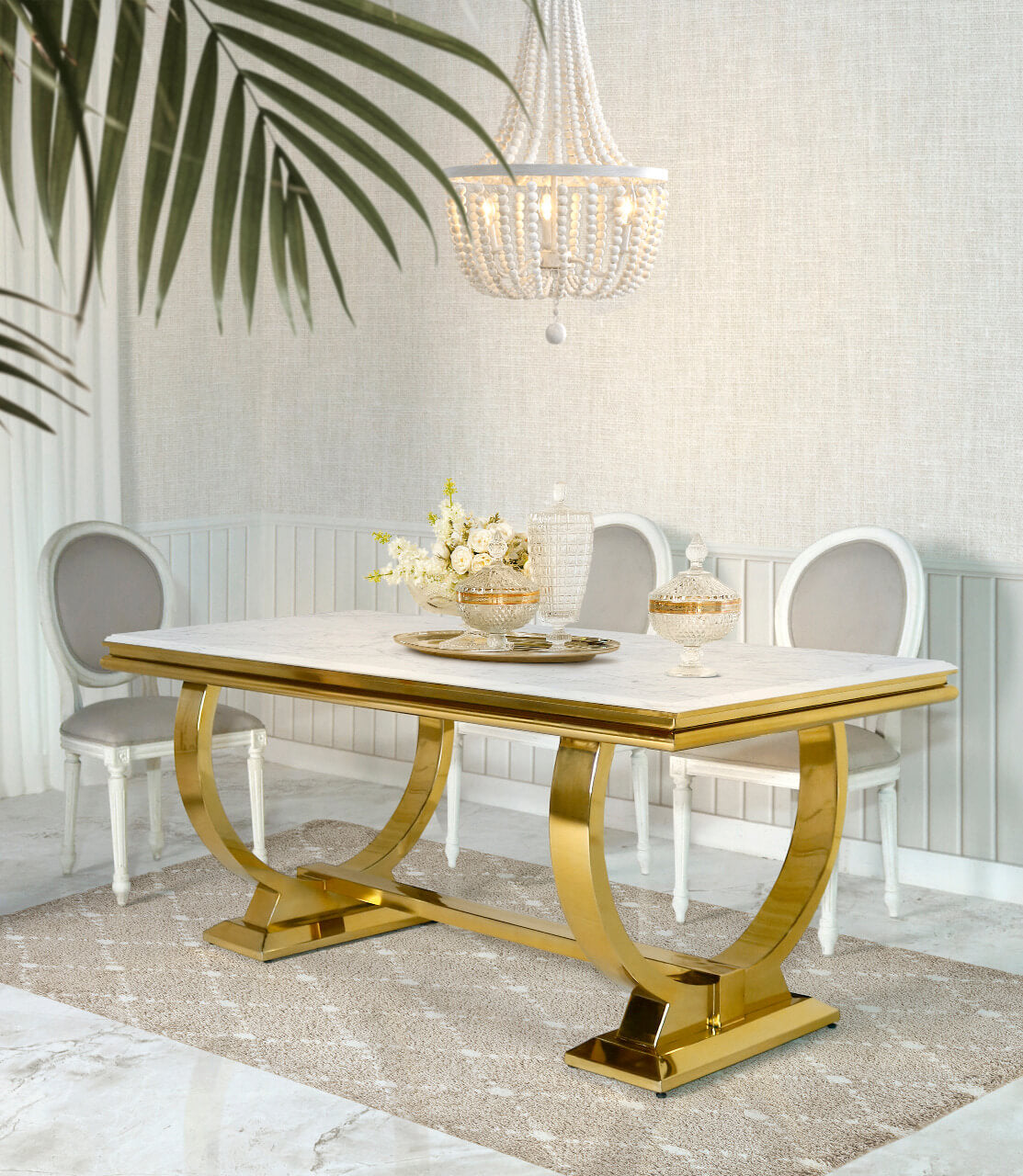 Riyadh Dining Table With Tempered Glass Top