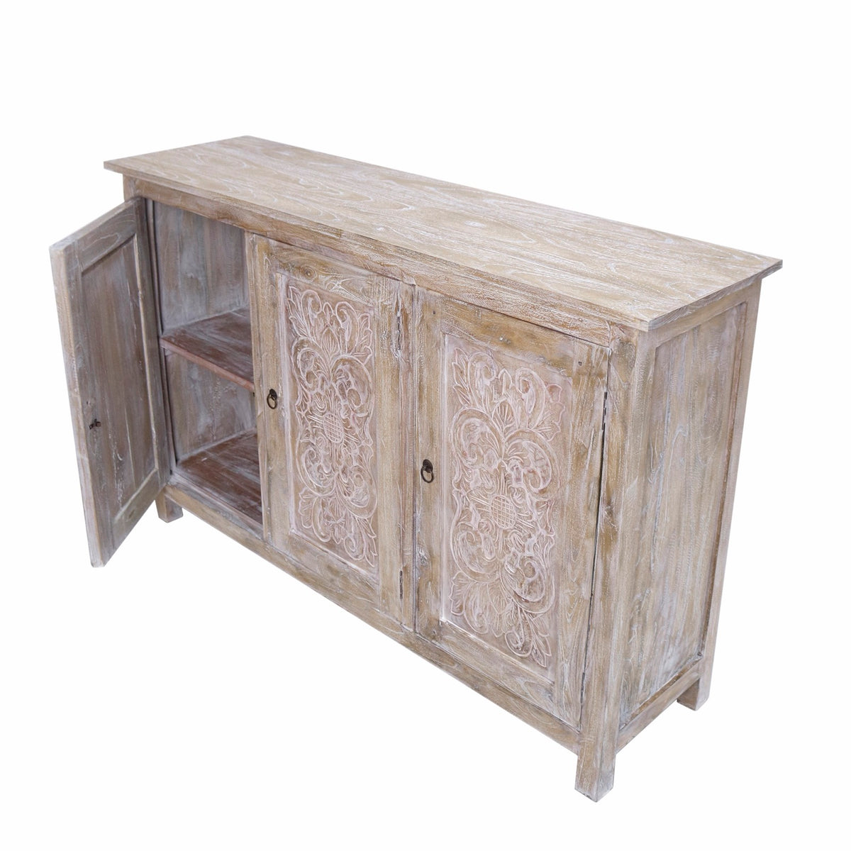 Solid wood buffet Sentani – boho furniture, handwoven and handmade in Bali